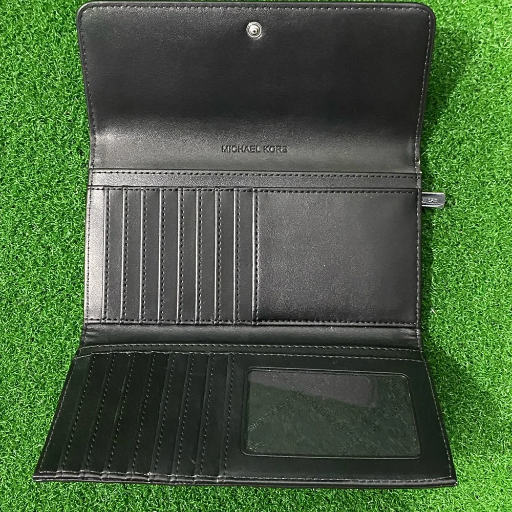 Michael Kors Black Signature Tote Bag With Wallet 13”x15”x7”